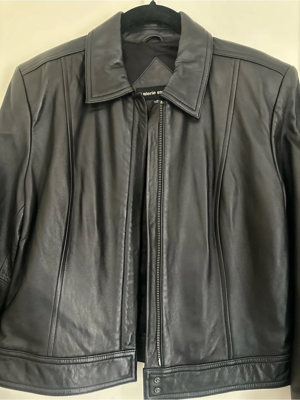 Valerie Stevens Black Leather Zip-Front Jacket